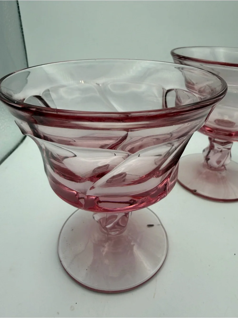 Vintage Fostoria Pink Glass Dessert Compotes - Set of 2